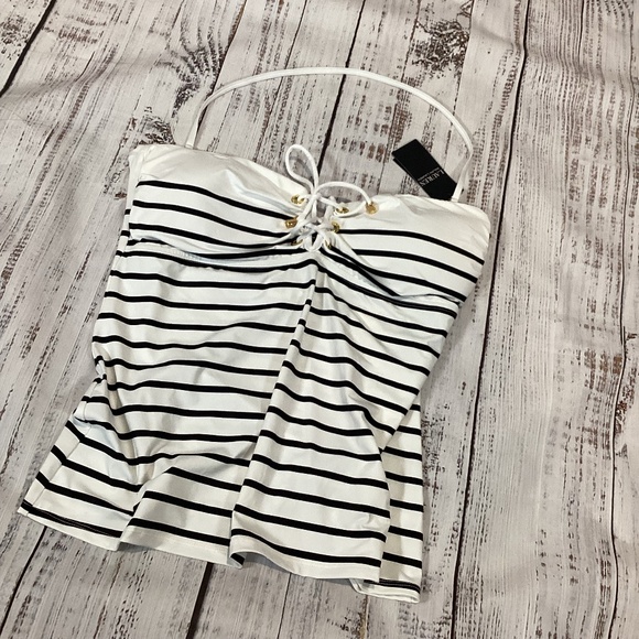 345. Ralph Lauren White & Blue Tankini Top NWT Size 16 - Picture 2 of 6